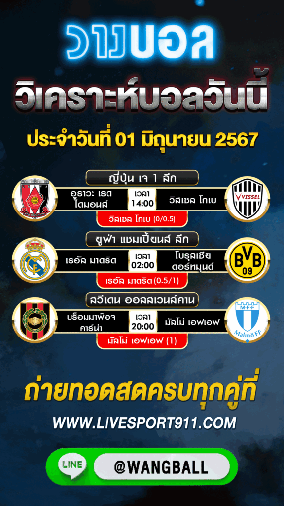 วิเคราะห์บอลวันนี้ 01-06-67