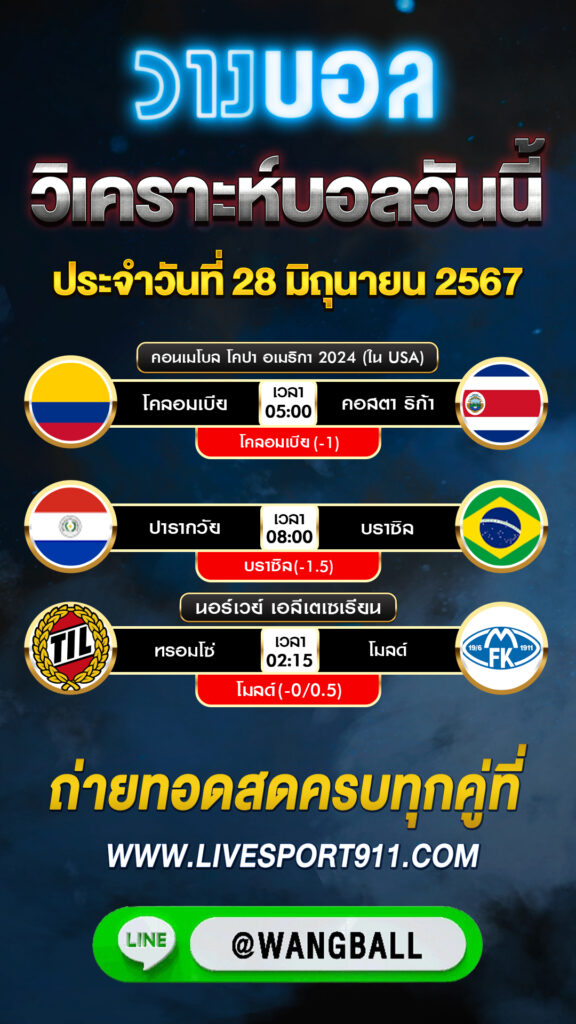 วิเคราะห์บอลวันนี้ 28-06-67