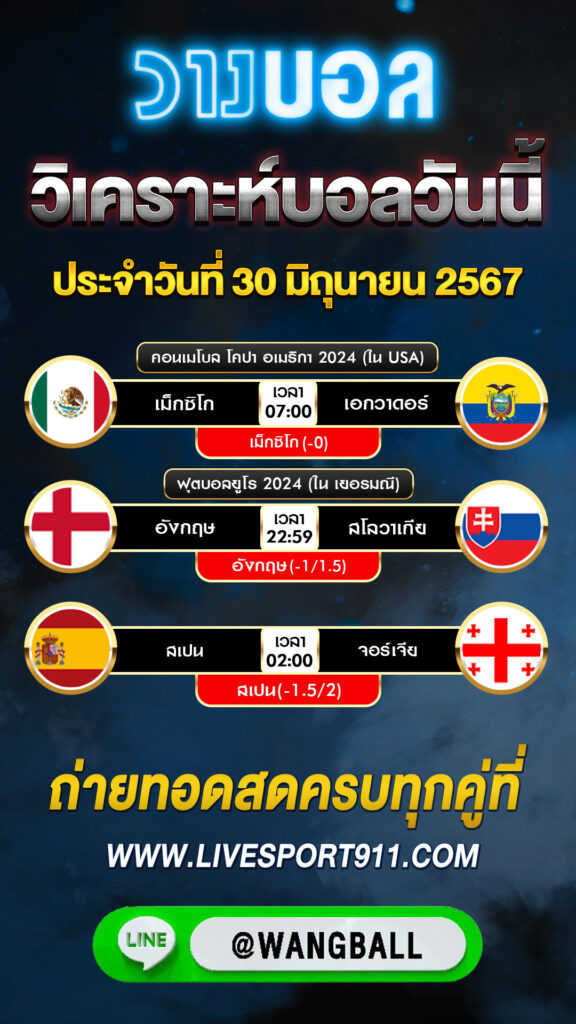 วิเคราะห์บอลวันนี้ 30-06-67