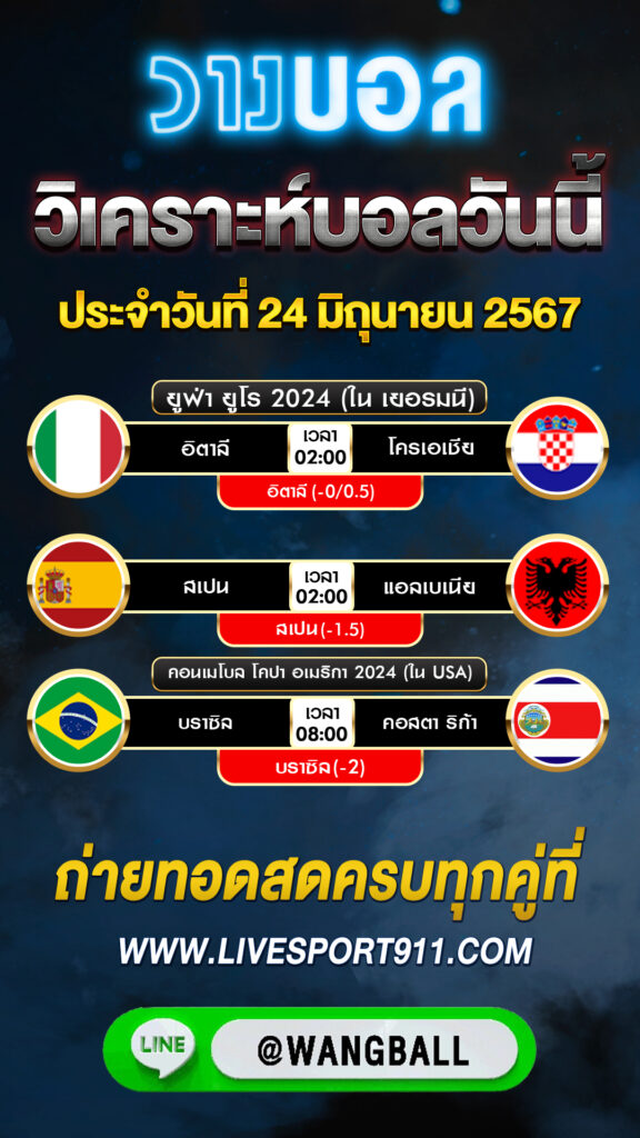 วิเคราะห์บอลวันนี้ 24-06-67