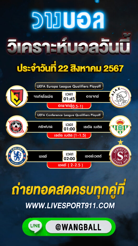 วิเคราะห์บอล 22-08-67