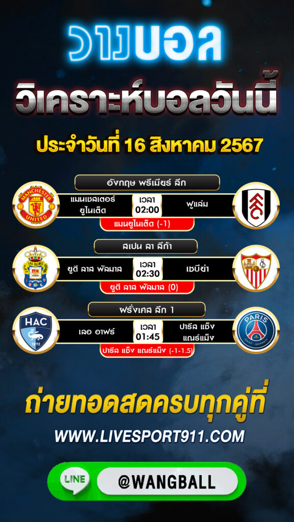 วิเคราะห์บอล 16-08-67