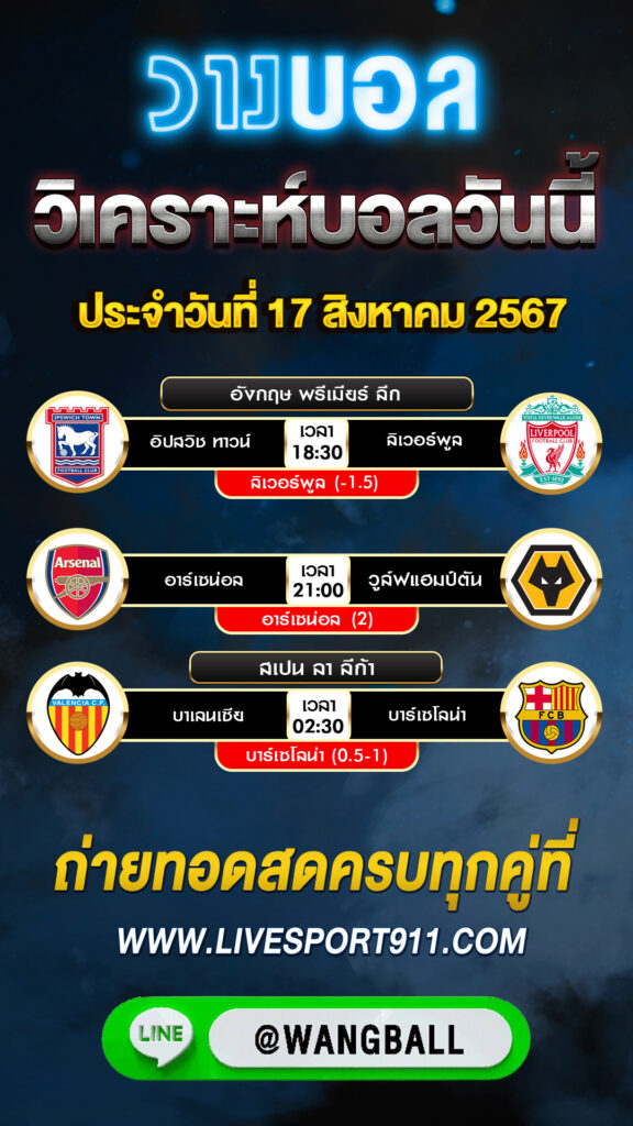 วิเคราะห์บอลวันนี้-17-08-67