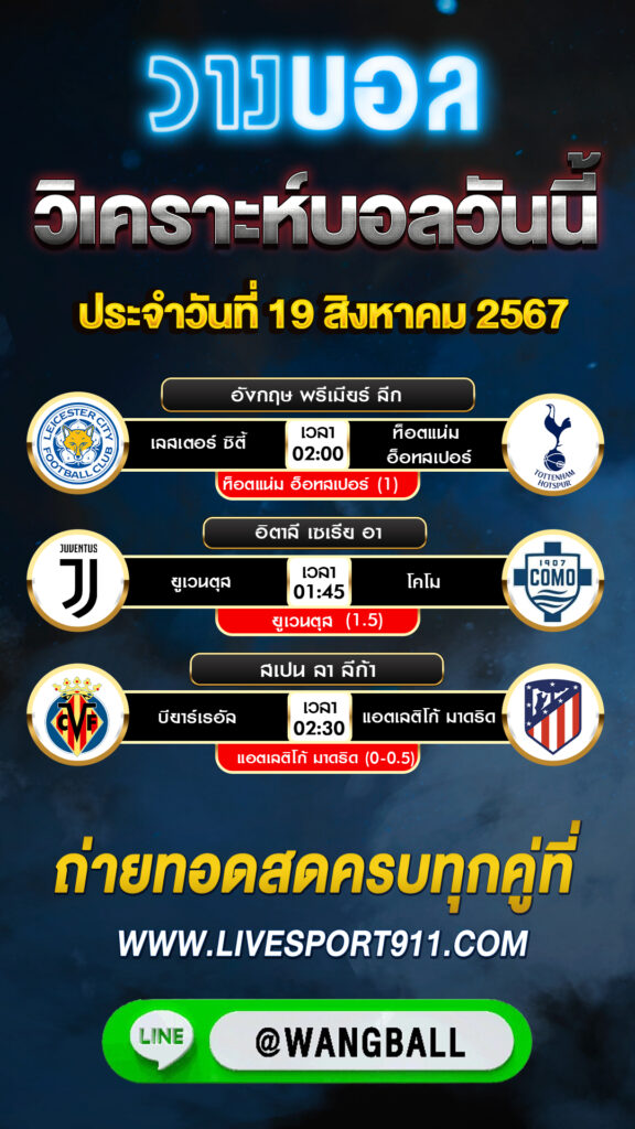 วิเคราะห์บอล 19-08-67