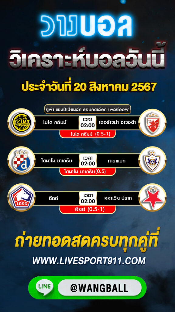 วิเคราะห์บอล 20-08-67