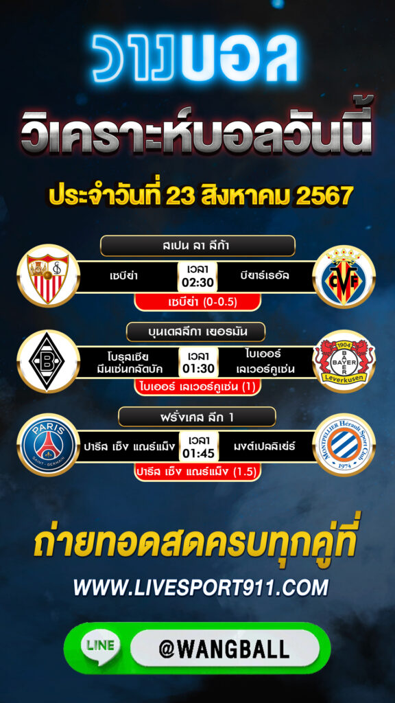 วิเคราะห์บอล 23-08-67