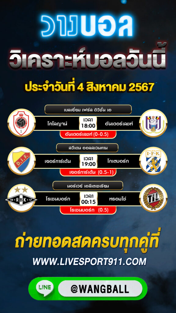 วิเคราะห์บอลวันนี้ 04-08-67