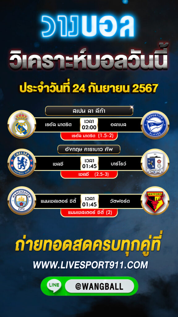 วิเคราะห์บอลวันนี้ 24-09-67