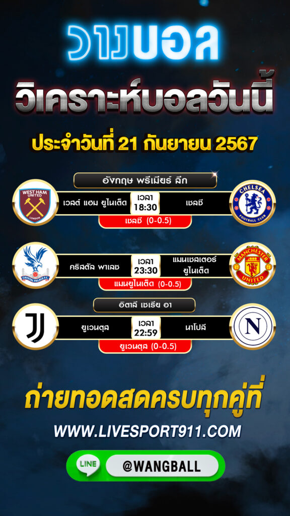 วิเคราะห์บอลวันนี้ 21-09-67