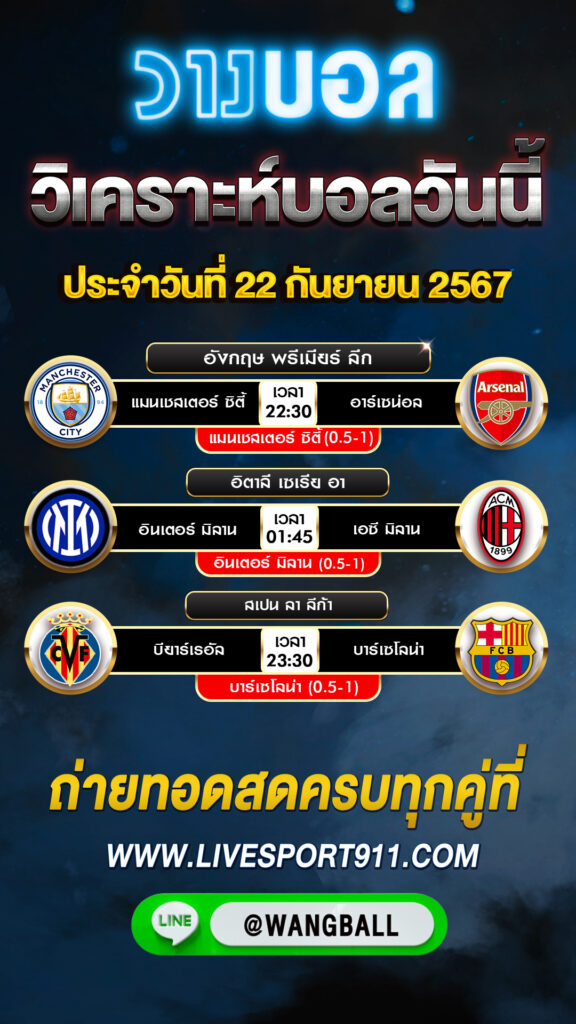 วิเคราะห์บอลวันนี้ 22-09-67